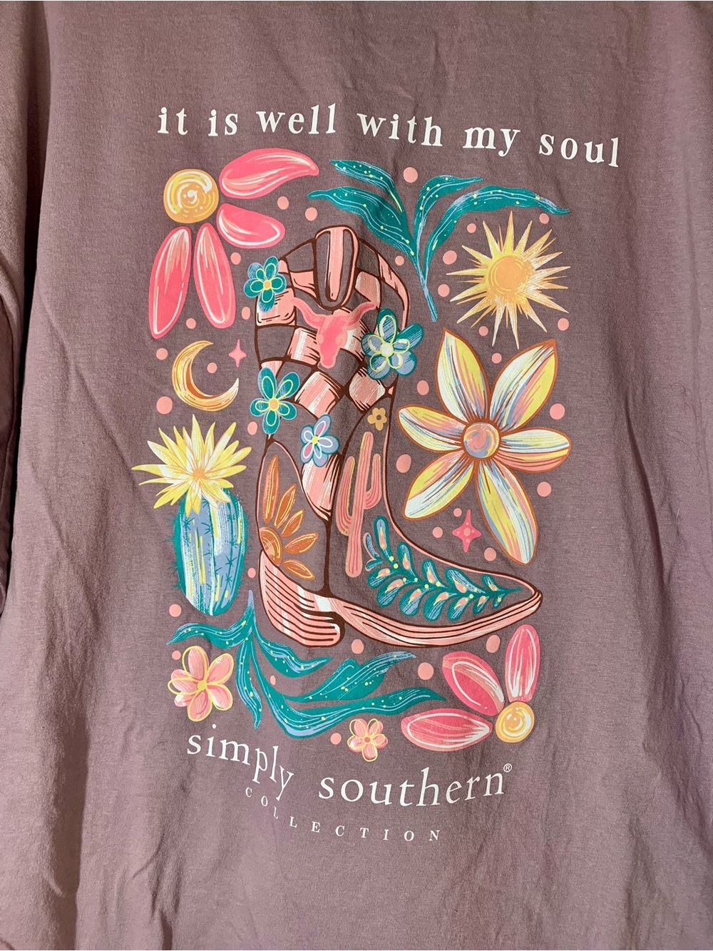 Simply Southern Mauve Floral Cowboy Boot Tee